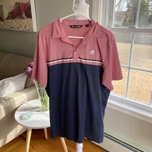 Travis‎ Mathew Mens Short Sleeve Golf Polo Size XL Pink Blue Athletic Preppy
